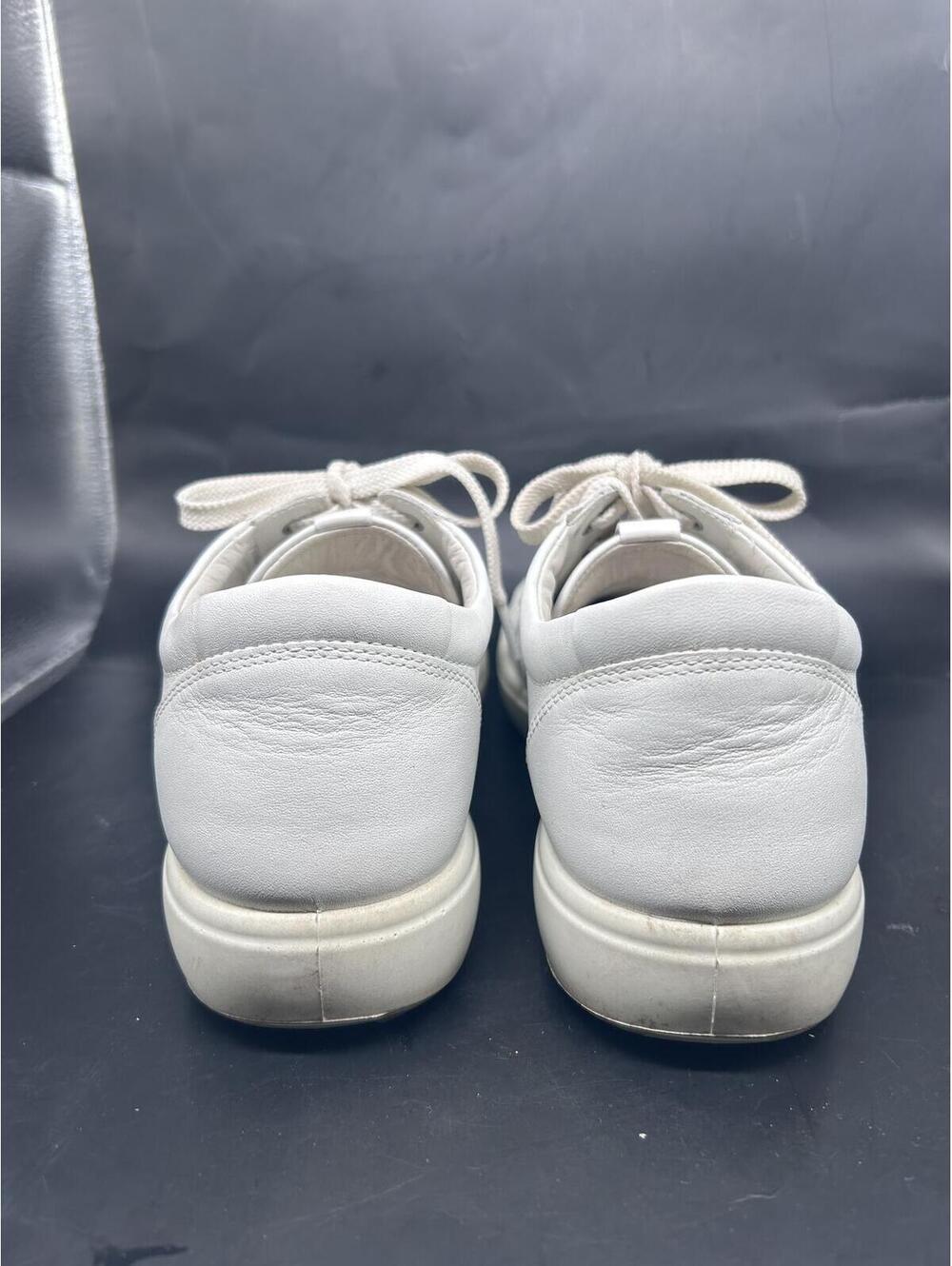Ecco Women's White Leather Casual Sneakers -Minimalist -Size Approx. 8.5 (39EU) - Picture 8 of 9